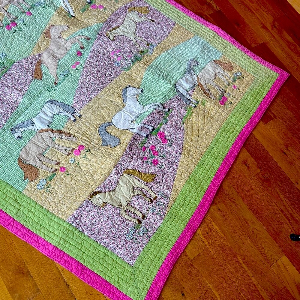 “Ponies in the Pasture” Twin-size Quilt and 2 Pillow Shams by The Company Store - Picture 3 of 14